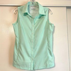 Columbia Green Omni Shade Sun Protection Sleeveless Button Down Blouse Top S